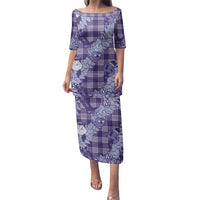 Purple Palaka Hawaii Cowboy Christmas Family Matching Puletasi and Hawaiian Shirt Paniolo Mix Maile Lei LT7 Mom's Dress Purple - Polynesian Pride