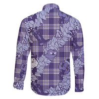 Purple Palaka Hawaii Cowboy Christmas Family Matching Short Sleeve Bodycon Dress and Hawaiian Shirt Paniolo Mix Maile Lei LT7 - Polynesian Pride