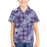 Purple Palaka Hawaii Cowboy Christmas Family Matching Short Sleeve Bodycon Dress and Hawaiian Shirt Paniolo Mix Maile Lei LT7 Son's Shirt Purple - Polynesian Pride