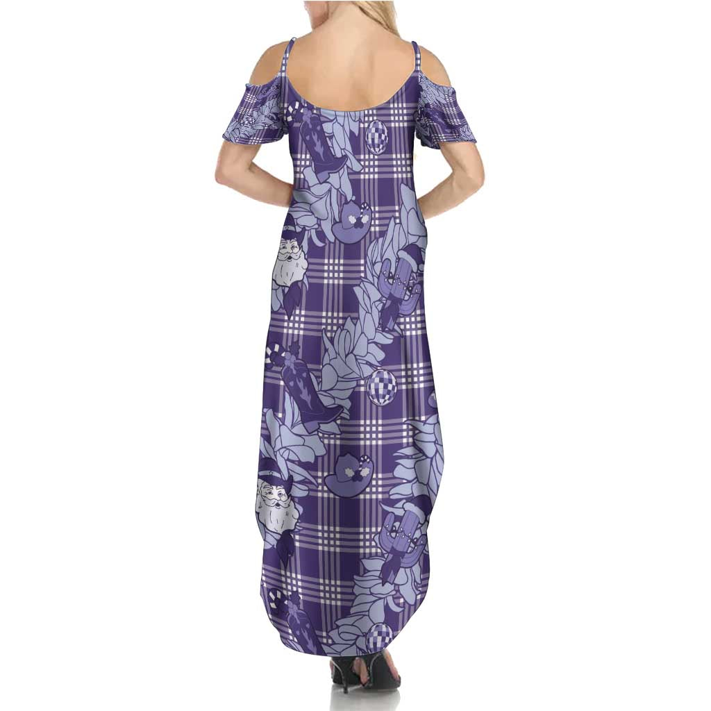 Purple Palaka Hawaii Cowboy Christmas Family Matching Summer Maxi Dress and Hawaiian Shirt Paniolo Mix Maile Lei LT7 - Polynesian Pride