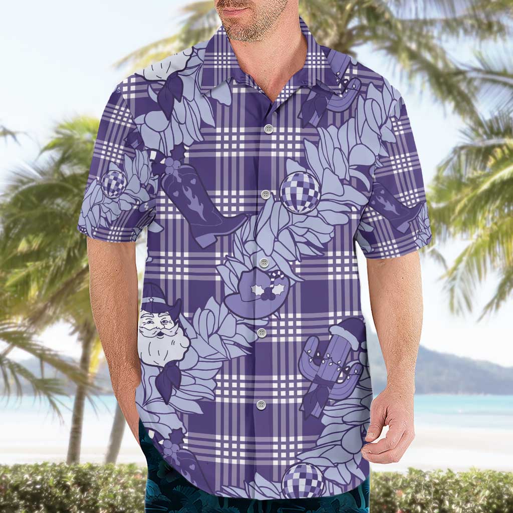 Purple Palaka Hawaii Cowboy Christmas Hawaiian Shirt Paniolo Mix Maile Lei LT7 - Polynesian Pride