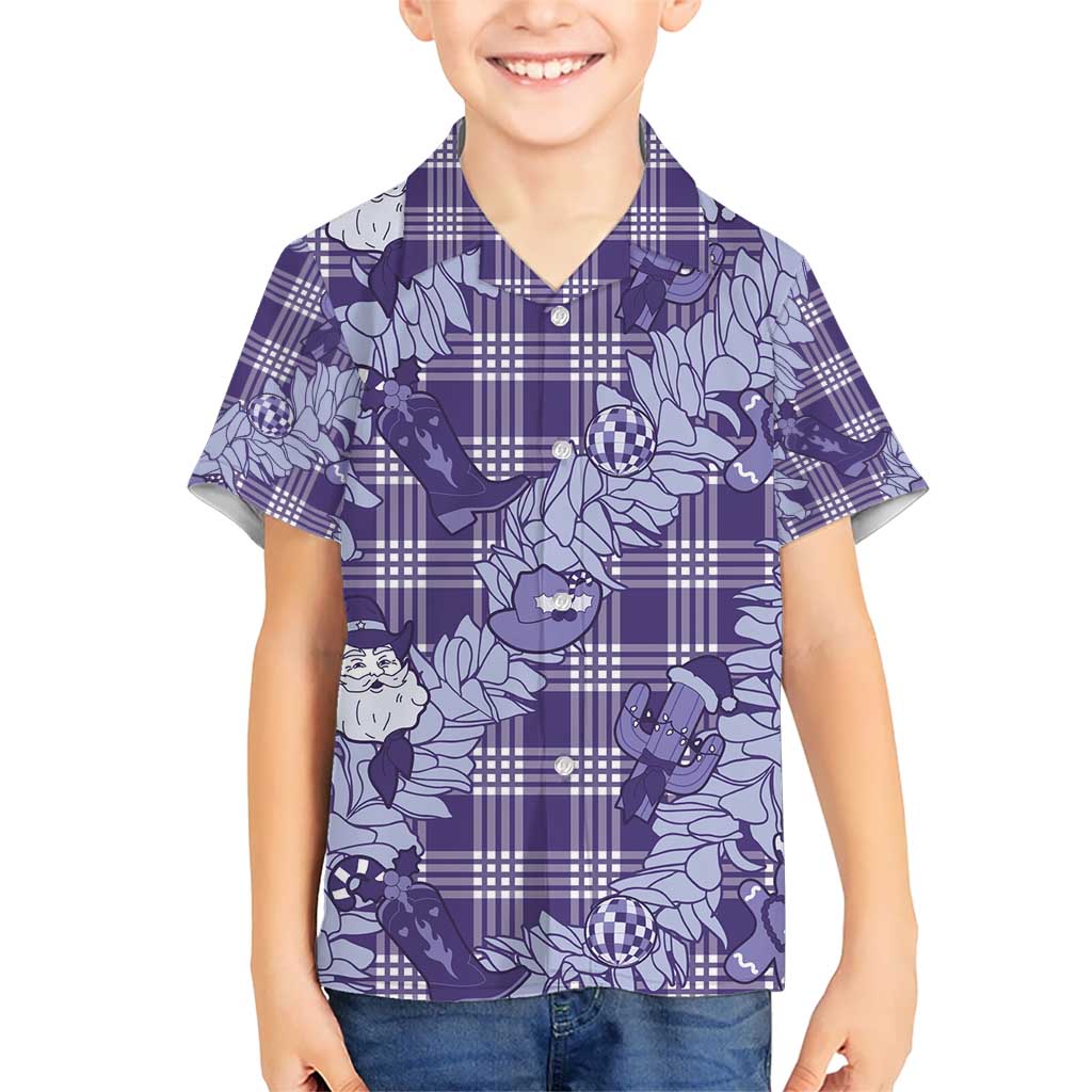 Purple Palaka Hawaii Cowboy Christmas Hawaiian Shirt Paniolo Mix Maile Lei LT7 - Polynesian Pride