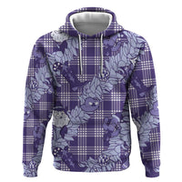 Purple Palaka Hawaii Cowboy Christmas Hoodie Paniolo Mix Maile Lei LT7 Pullover Hoodie Purple - Polynesian Pride