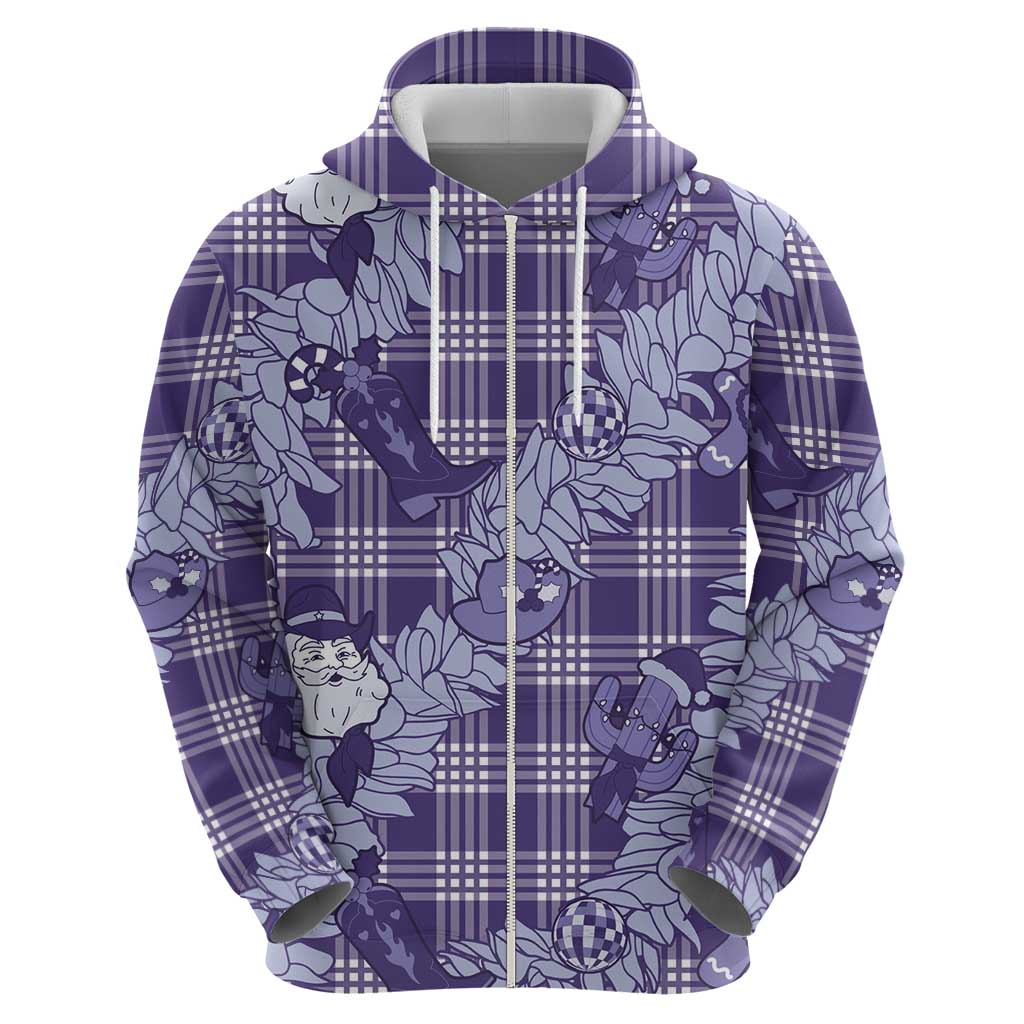Purple Palaka Hawaii Cowboy Christmas Hoodie Paniolo Mix Maile Lei LT7 - Polynesian Pride