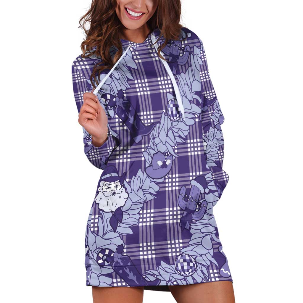 Purple Palaka Hawaii Cowboy Christmas Hoodie Dress Paniolo Mix Maile Lei LT7 Purple - Polynesian Pride