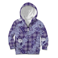 Purple Palaka Hawaii Cowboy Christmas Kid Hoodie Paniolo Mix Maile Lei - Polynesian Pride