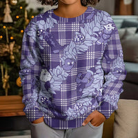 Purple Palaka Hawaii Cowboy Christmas Kid Ugly Christmas Sweater Paniolo Mix Maile Lei LT7 - Polynesian Pride