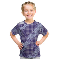 Purple Palaka Hawaii Cowboy Christmas Kid T Shirt Paniolo Mix Maile Lei LT7 Purple - Polynesian Pride