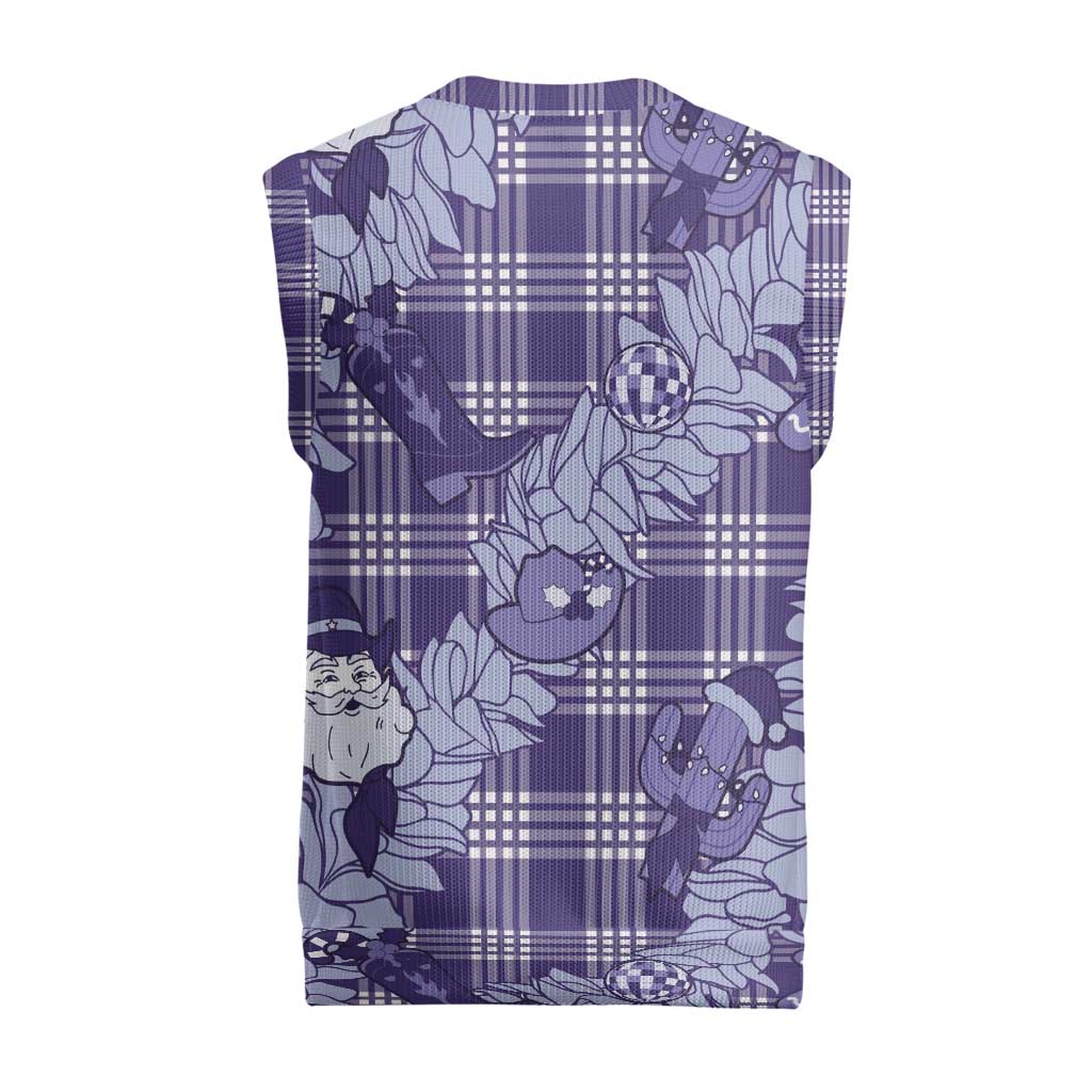 Purple Palaka Hawaii Cowboy Christmas Knitted V-Neck Vest Paniolo Mix Maile Lei LT7 - Polynesian Pride