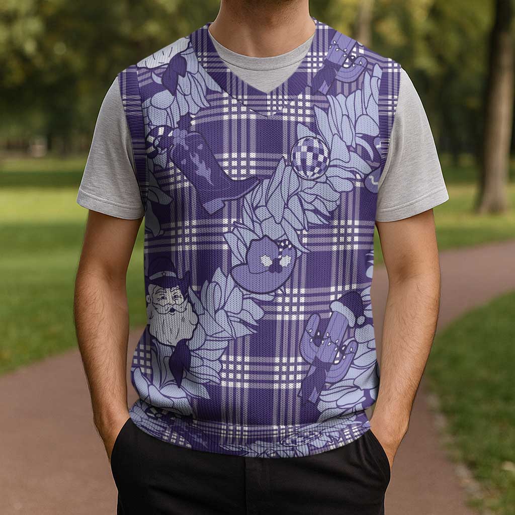 Purple Palaka Hawaii Cowboy Christmas Knitted V-Neck Vest Paniolo Mix Maile Lei LT7 - Polynesian Pride