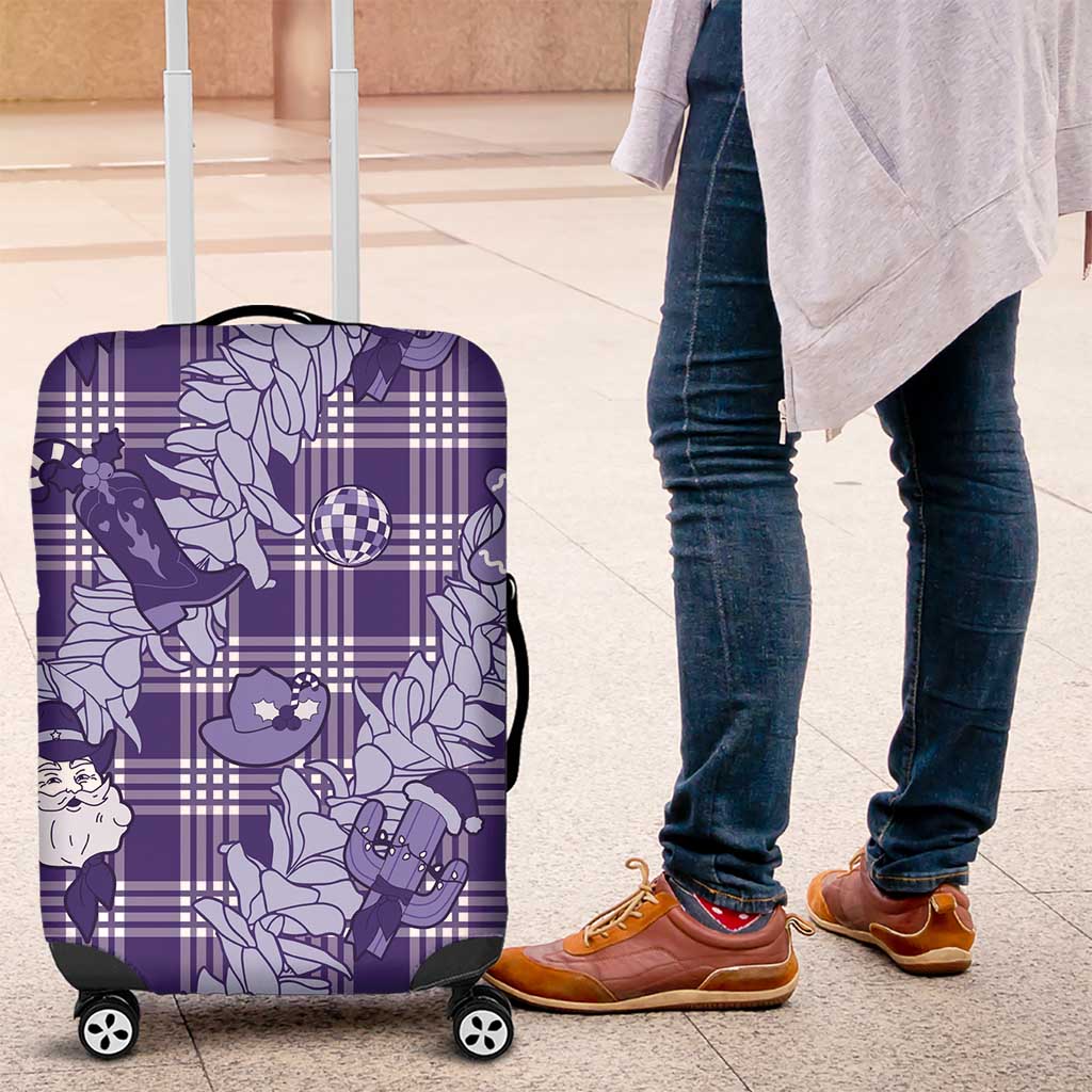 Purple Palaka Hawaii Cowboy Christmas Luggage Cover Paniolo Mix Maile Lei LT7 Purple - Polynesian Pride