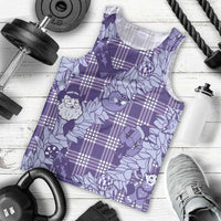 Purple Palaka Hawaii Cowboy Christmas Men Tank Top Paniolo Mix Maile Lei - Polynesian Pride