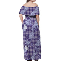 Purple Palaka Hawaii Cowboy Christmas Off Shoulder Maxi Dress Paniolo Mix Maile Lei LT7 - Polynesian Pride