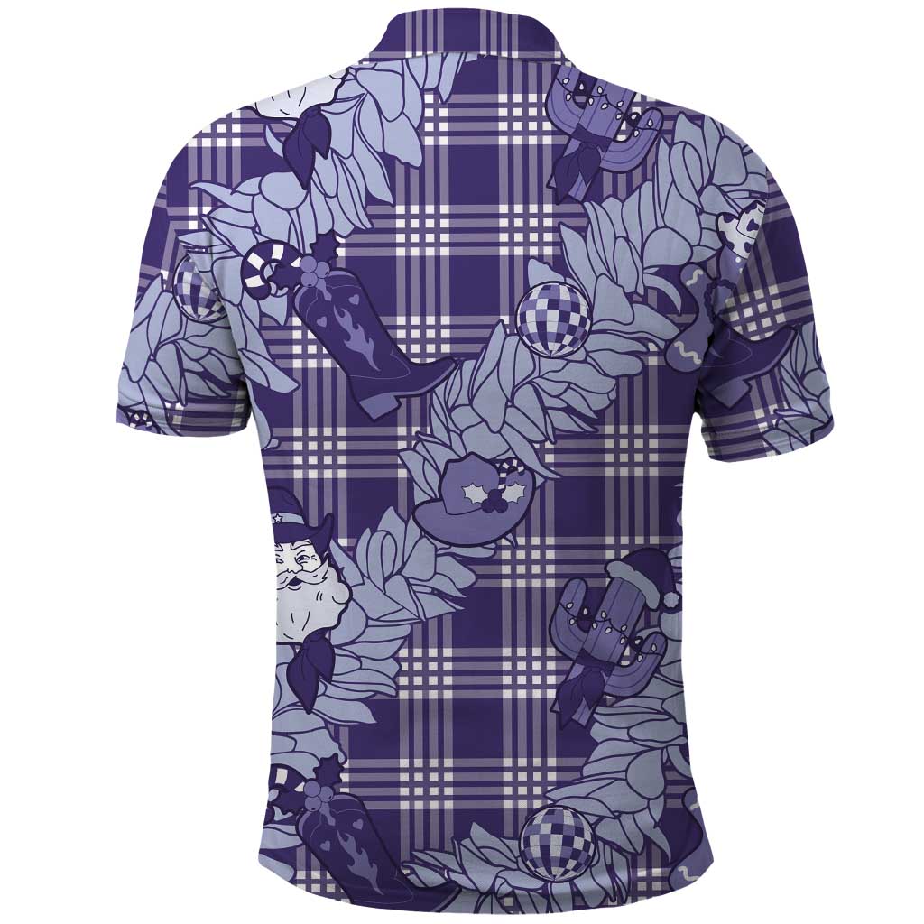 Purple Palaka Hawaii Cowboy Christmas Polo Shirt Paniolo Mix Maile Lei LT7 - Polynesian Pride