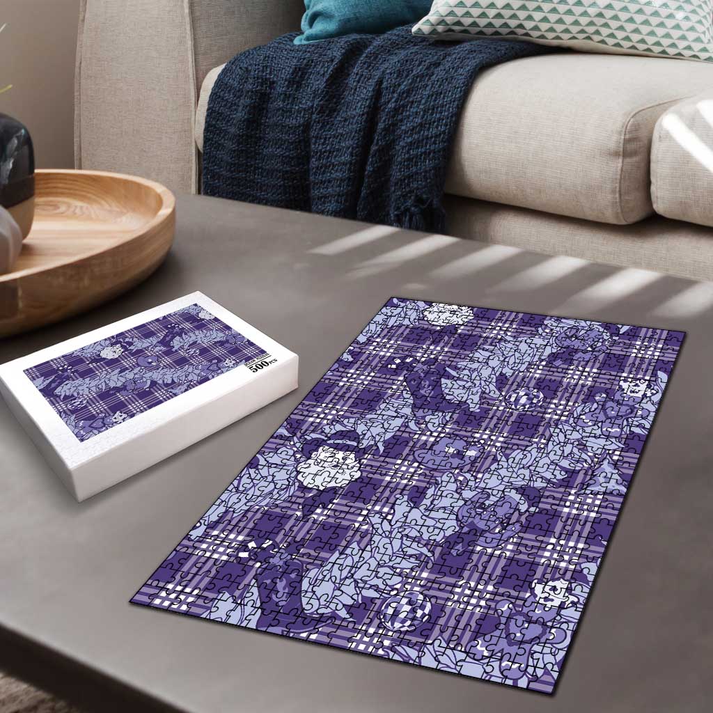 Purple Palaka Hawaii Cowboy Christmas Puzzle Paniolo Mix Maile Lei - Polynesian Pride
