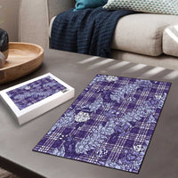 Purple Palaka Hawaii Cowboy Christmas Puzzle Paniolo Mix Maile Lei - Polynesian Pride