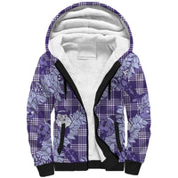 Purple Palaka Hawaii Cowboy Christmas Sherpa Hoodie Paniolo Mix Maile Lei LT7 Unisex Purple - Polynesian Pride