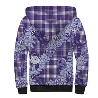 Purple Palaka Hawaii Cowboy Christmas Sherpa Hoodie Paniolo Mix Maile Lei LT7 - Polynesian Pride