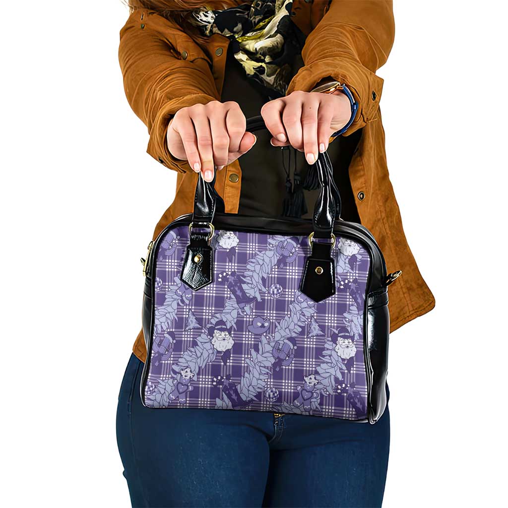 Purple Palaka Hawaii Cowboy Christmas Shoulder Handbag Paniolo Mix Maile Lei LT7 One Size Purple - Polynesian Pride