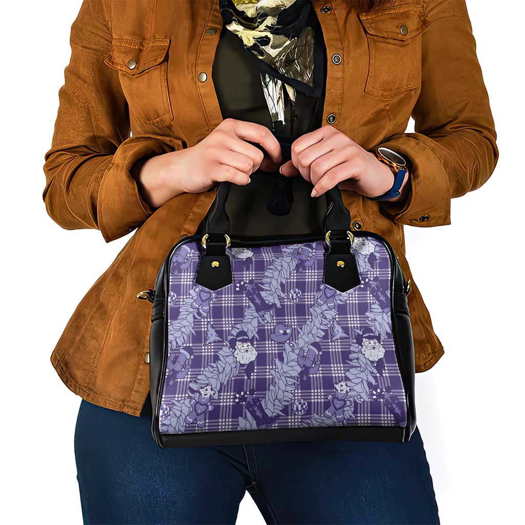 Purple Palaka Hawaii Cowboy Christmas Shoulder Handbag Paniolo Mix Maile Lei LT7 - Polynesian Pride