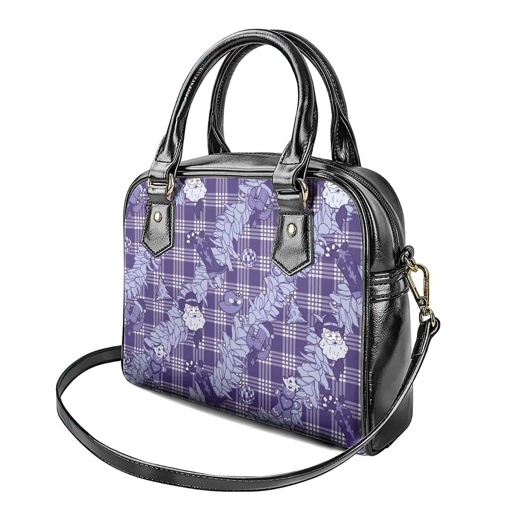Purple Palaka Hawaii Cowboy Christmas Shoulder Handbag Paniolo Mix Maile Lei LT7 - Polynesian Pride