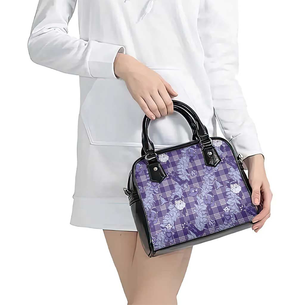Purple Palaka Hawaii Cowboy Christmas Shoulder Handbag Paniolo Mix Maile Lei LT7 - Polynesian Pride