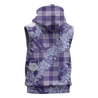 Purple Palaka Hawaii Cowboy Christmas Sleeveless Hoodie Paniolo Mix Maile Lei LT7 - Polynesian Pride