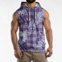 Purple Palaka Hawaii Cowboy Christmas Sleeveless Hoodie Paniolo Mix Maile Lei LT7 - Polynesian Pride