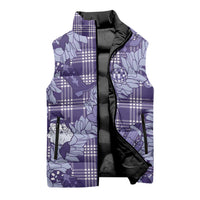 Purple Palaka Hawaii Cowboy Christmas Sleeveless Puffer Jacket Paniolo Mix Maile Lei LT7 - Polynesian Pride
