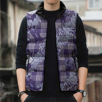 Purple Palaka Hawaii Cowboy Christmas Sleeveless Puffer Jacket Paniolo Mix Maile Lei LT7 - Polynesian Pride