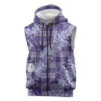 Purple Palaka Hawaii Cowboy Christmas Sleeveless Zip Hoodie Paniolo Mix Maile Lei LT7 Purple - Polynesian Pride