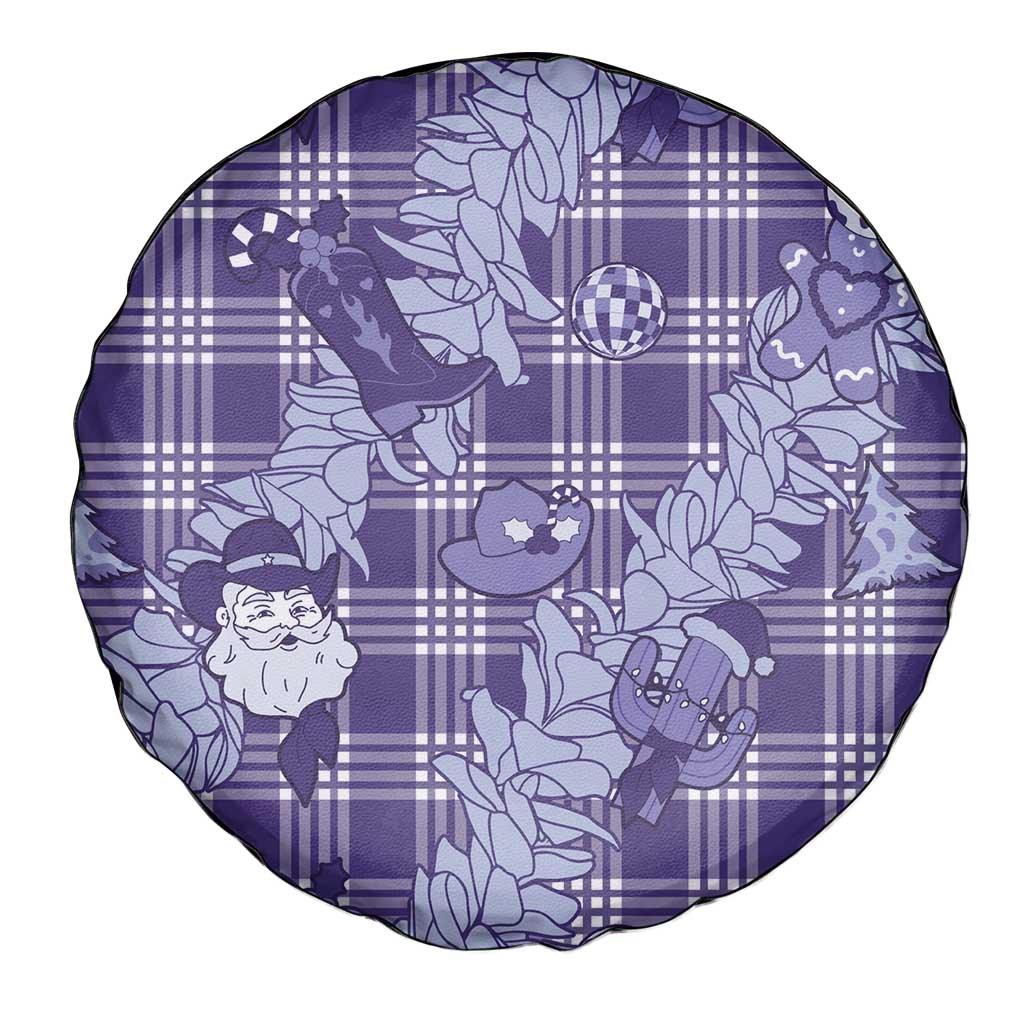 Purple Palaka Hawaii Cowboy Christmas Spare Tire Cover Paniolo Mix Maile Lei LT7 - Polynesian Pride