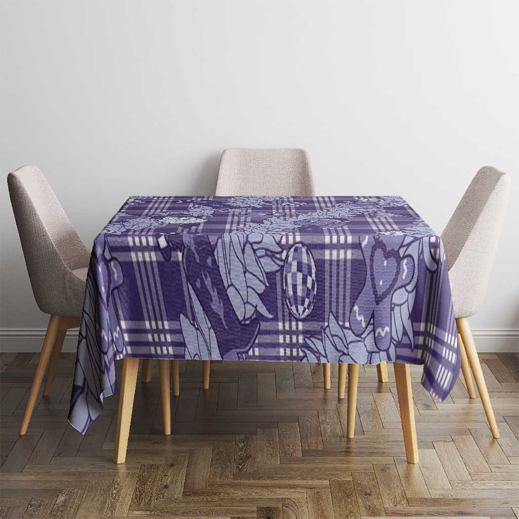 Purple Palaka Hawaii Cowboy Christmas Tablecloth Paniolo Mix Maile Lei - Polynesian Pride
