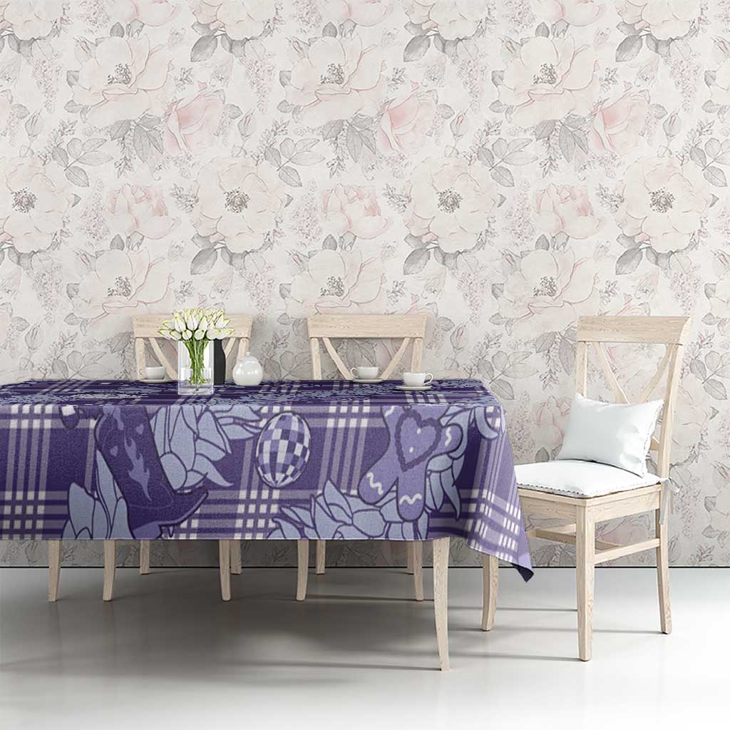 Purple Palaka Hawaii Cowboy Christmas Tablecloth Paniolo Mix Maile Lei - Polynesian Pride