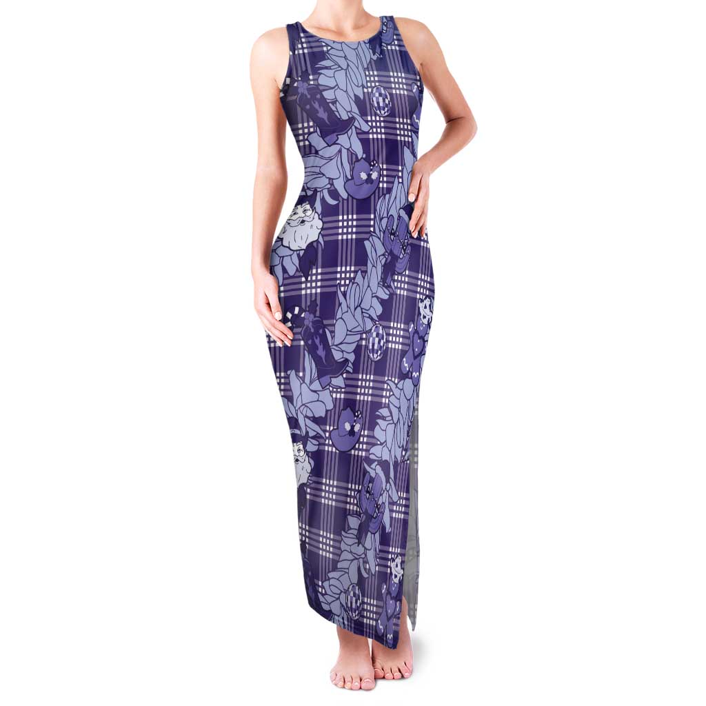 Purple Palaka Hawaii Cowboy Christmas Tank Maxi Dress Paniolo Mix Maile Lei LT7 Women Purple - Polynesian Pride