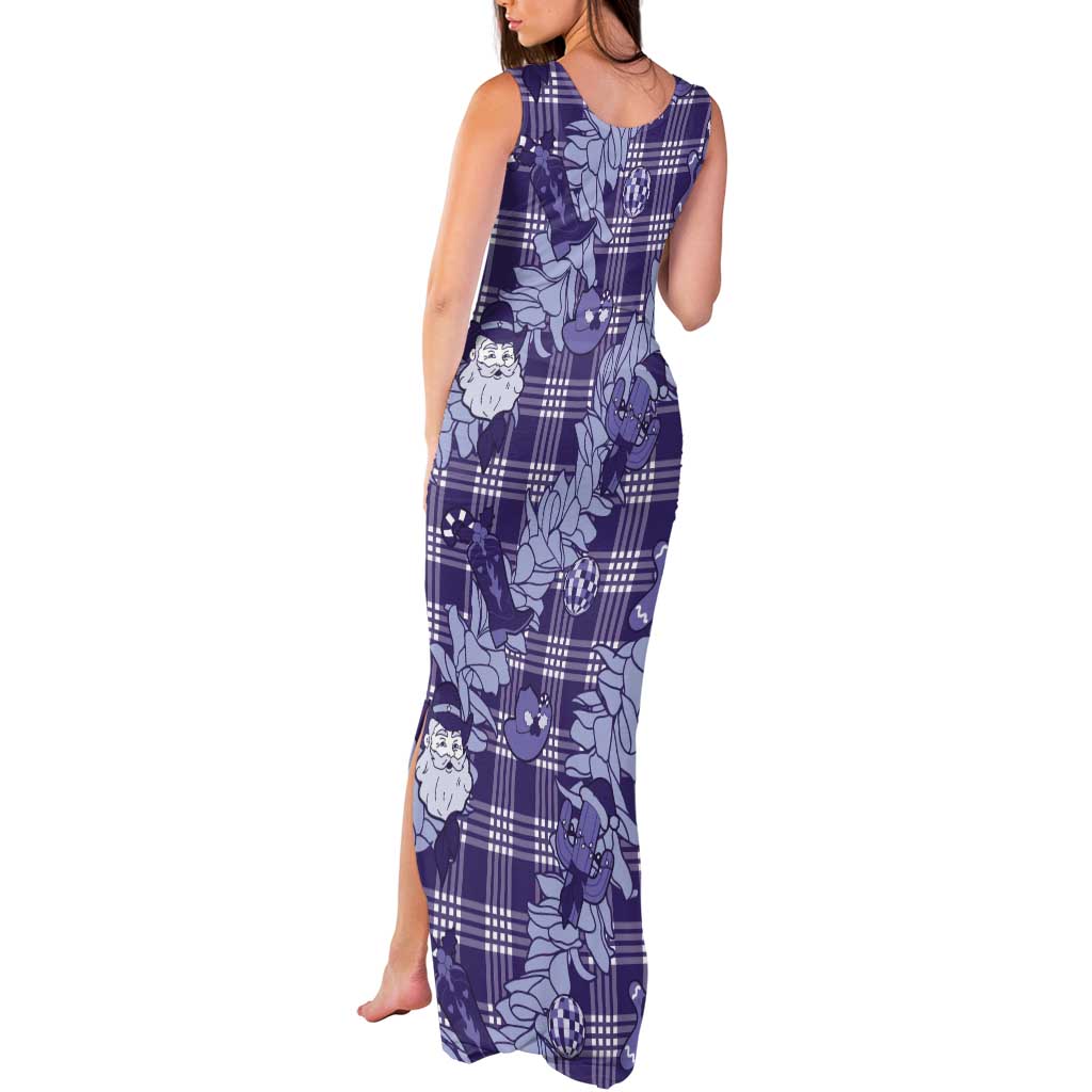 Purple Palaka Hawaii Cowboy Christmas Tank Maxi Dress Paniolo Mix Maile Lei LT7 - Polynesian Pride