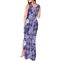 Purple Palaka Hawaii Cowboy Christmas Tank Maxi Dress Paniolo Mix Maile Lei LT7 - Polynesian Pride
