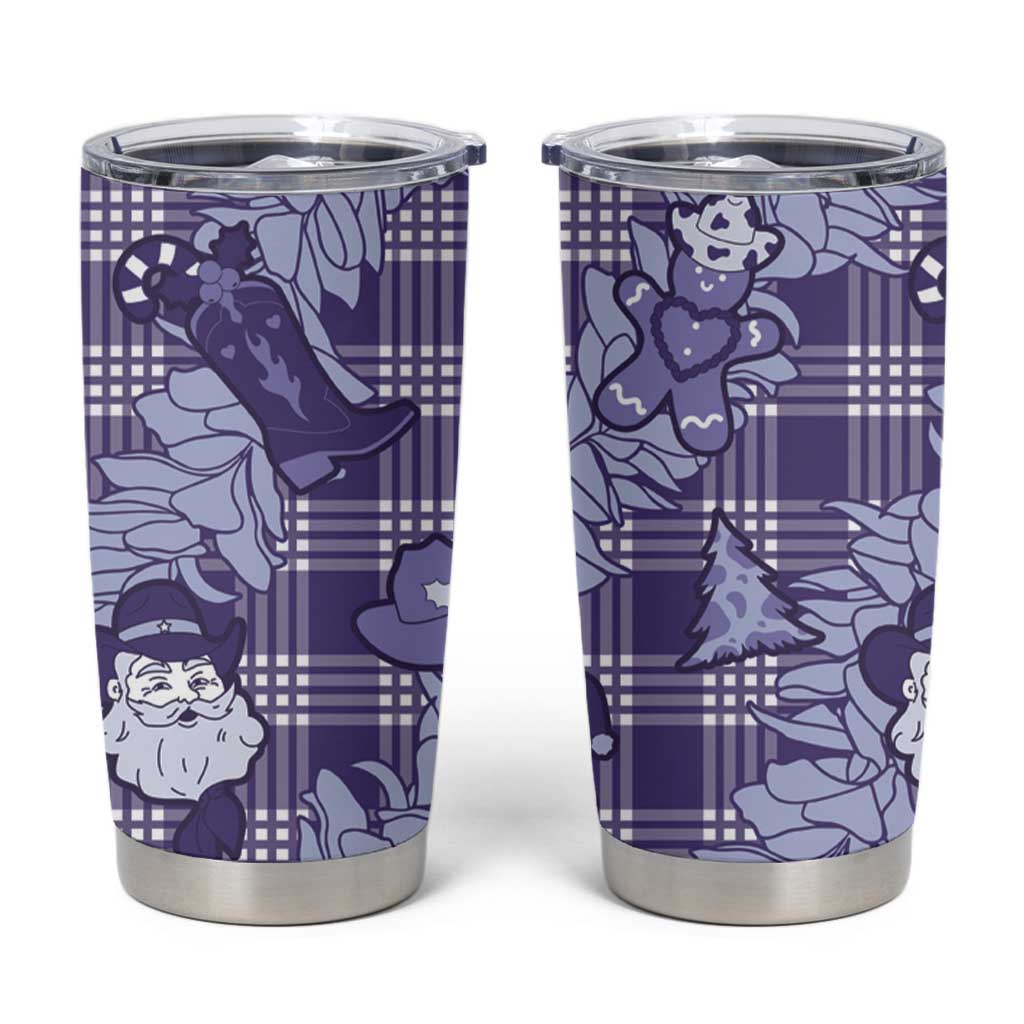 Purple Palaka Hawaii Cowboy Christmas Tumbler Cup Paniolo Mix Maile Lei LT7 Purple - Polynesian Pride