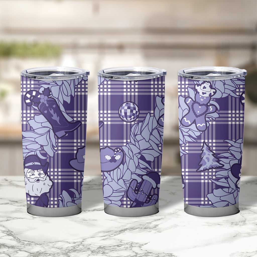 Purple Palaka Hawaii Cowboy Christmas Tumbler Cup Paniolo Mix Maile Lei LT7 - Polynesian Pride