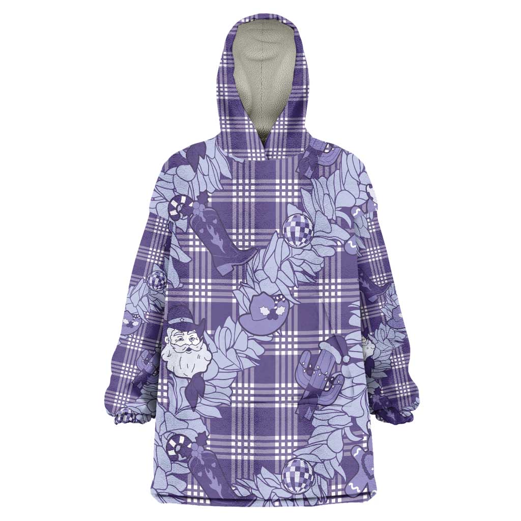 Purple Palaka Hawaii Cowboy Christmas Wearable Blanket Hoodie Paniolo Mix Maile Lei LT7 One Size Purple - Polynesian Pride