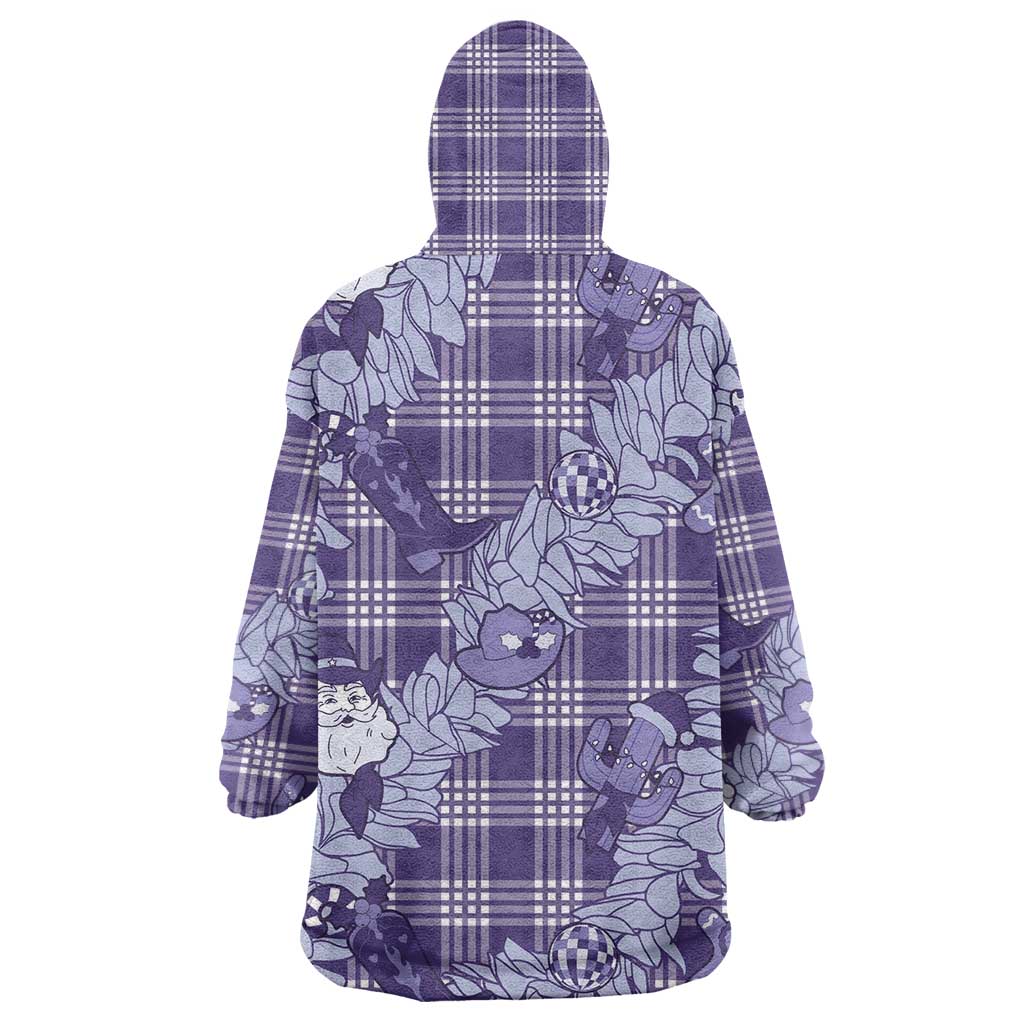 Purple Palaka Hawaii Cowboy Christmas Wearable Blanket Hoodie Paniolo Mix Maile Lei LT7 - Polynesian Pride