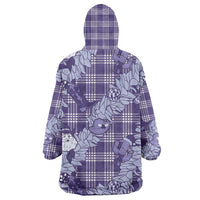 Purple Palaka Hawaii Cowboy Christmas Wearable Blanket Hoodie Paniolo Mix Maile Lei LT7 - Polynesian Pride