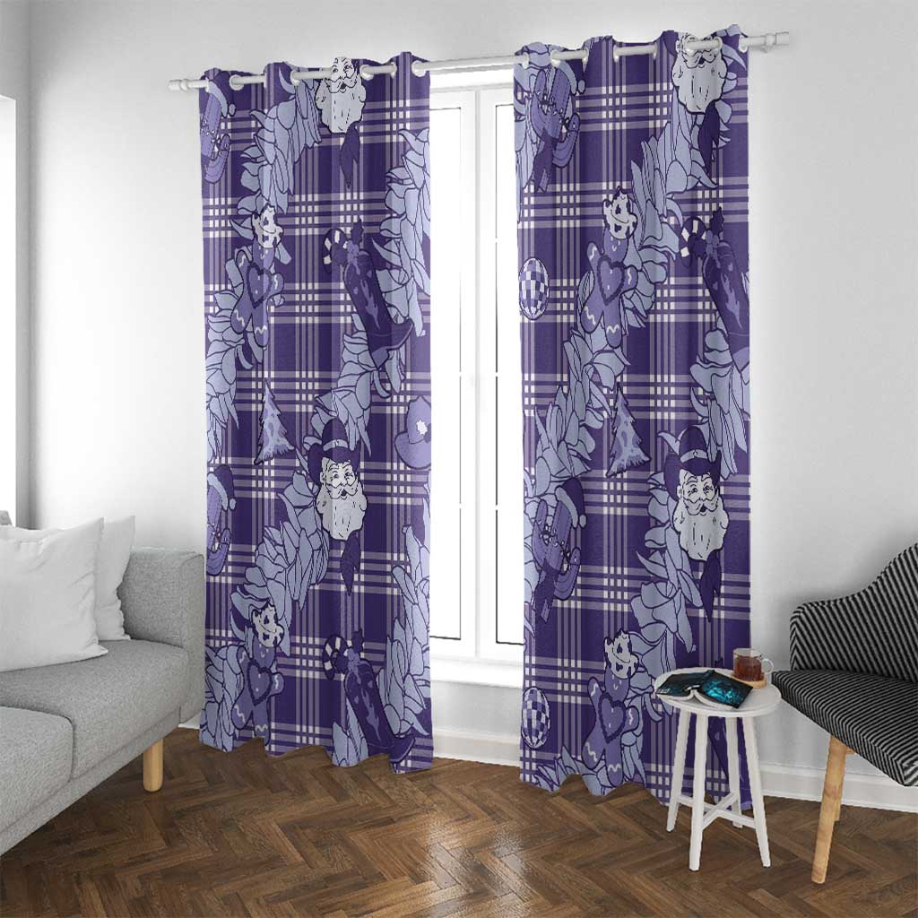 Purple Palaka Hawaii Cowboy Christmas Window Curtain Paniolo Mix Maile Lei LT7 With Grommets Purple - Polynesian Pride