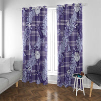Purple Palaka Hawaii Cowboy Christmas Window Curtain Paniolo Mix Maile Lei LT7 With Grommets Purple - Polynesian Pride