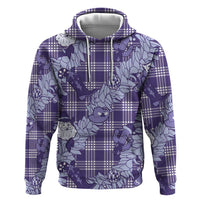 Purple Palaka Hawaii Cowboy Christmas Zip Hoodie Paniolo Mix Maile Lei LT7 Pullover Hoodie Purple - Polynesian Pride