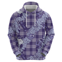 Purple Palaka Hawaii Cowboy Christmas Zip Hoodie Paniolo Mix Maile Lei LT7 - Polynesian Pride