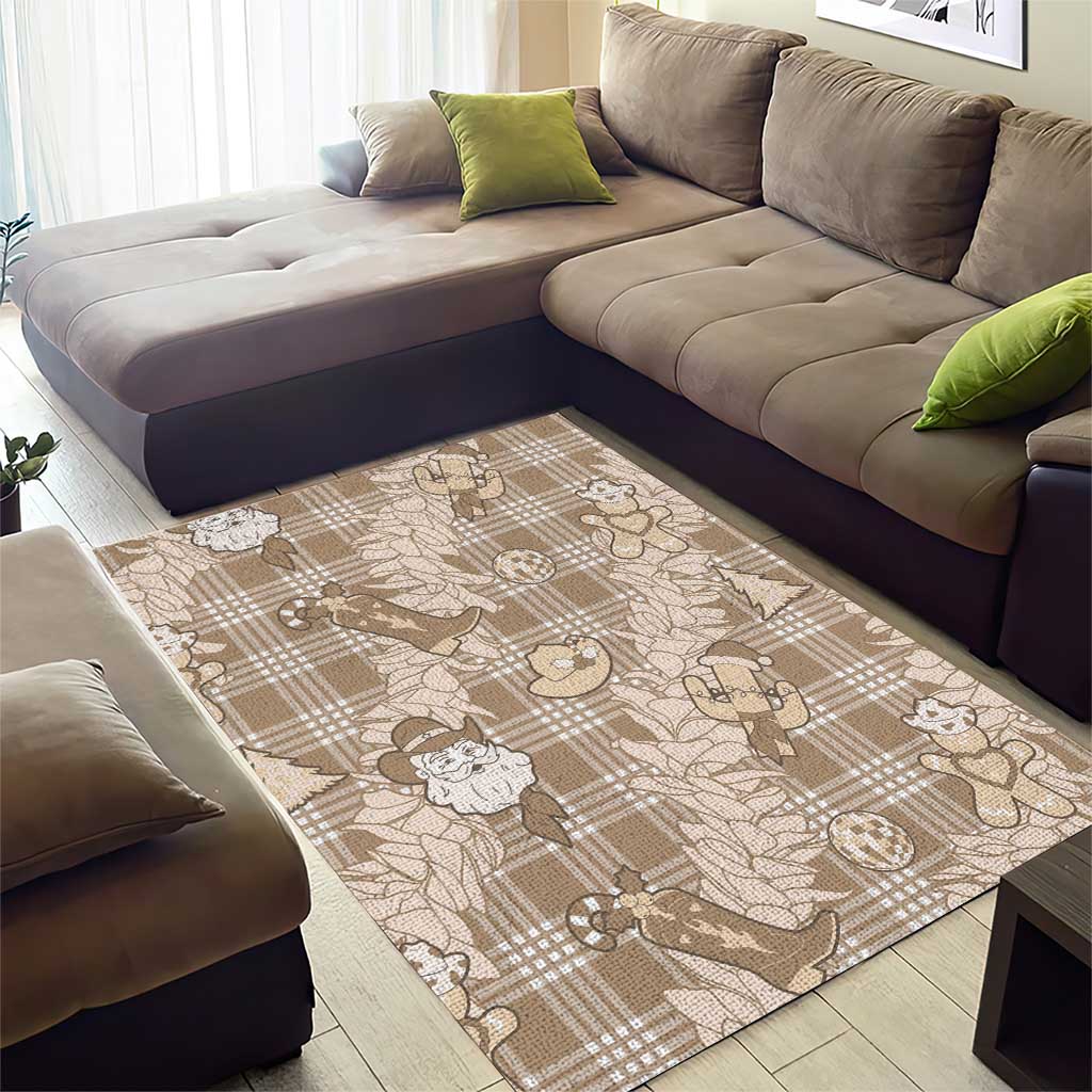 Khaki Palaka Hawaii Cowboy Christmas Area Rug Paniolo Mix Maile Lei - Polynesian Pride
