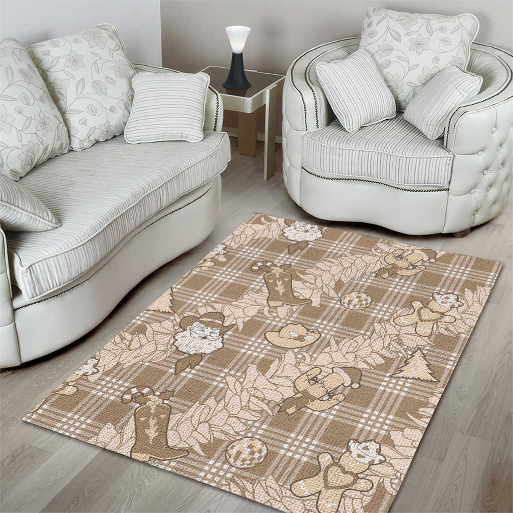 Khaki Palaka Hawaii Cowboy Christmas Area Rug Paniolo Mix Maile Lei - Polynesian Pride