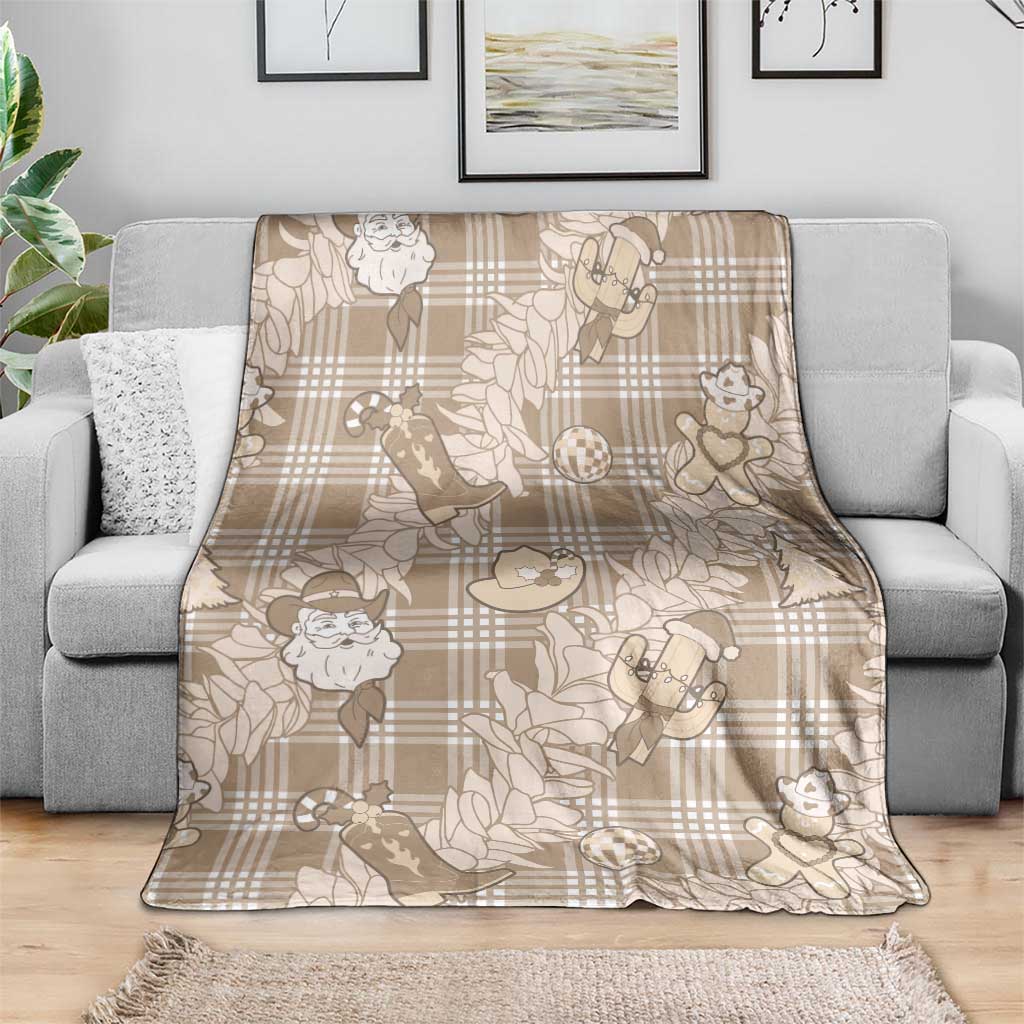 Khaki Palaka Hawaii Cowboy Christmas Blanket Paniolo Mix Maile Lei LT7 - Polynesian Pride