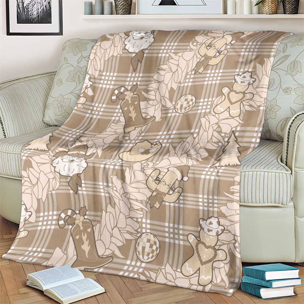 Khaki Palaka Hawaii Cowboy Christmas Blanket Paniolo Mix Maile Lei LT7 - Polynesian Pride